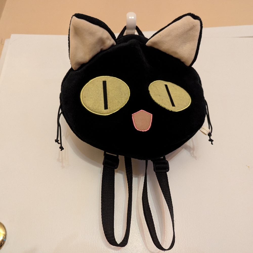 2003 Trigun Anime Kuroneko Sama Cat Head Vintage Kawaii Plush Backpack